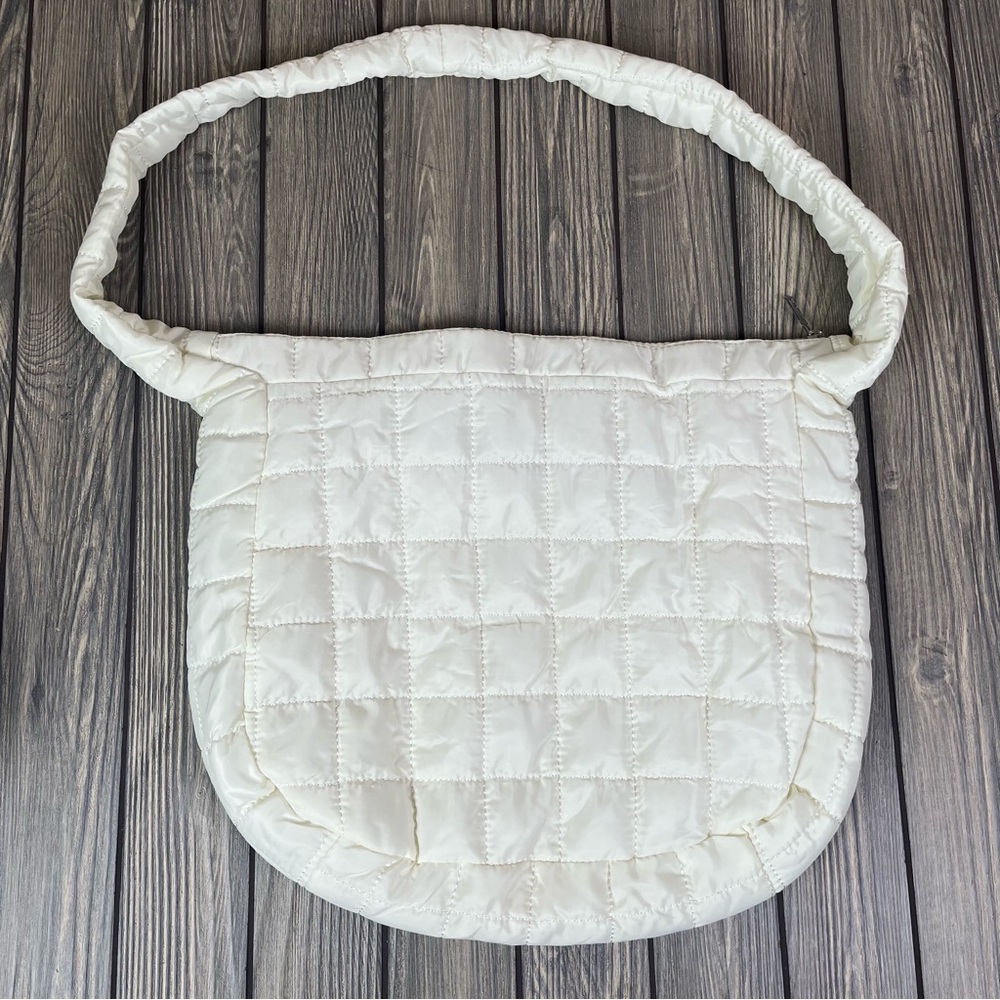 Cream Quilted Shoulder Bag Crossbody Purse